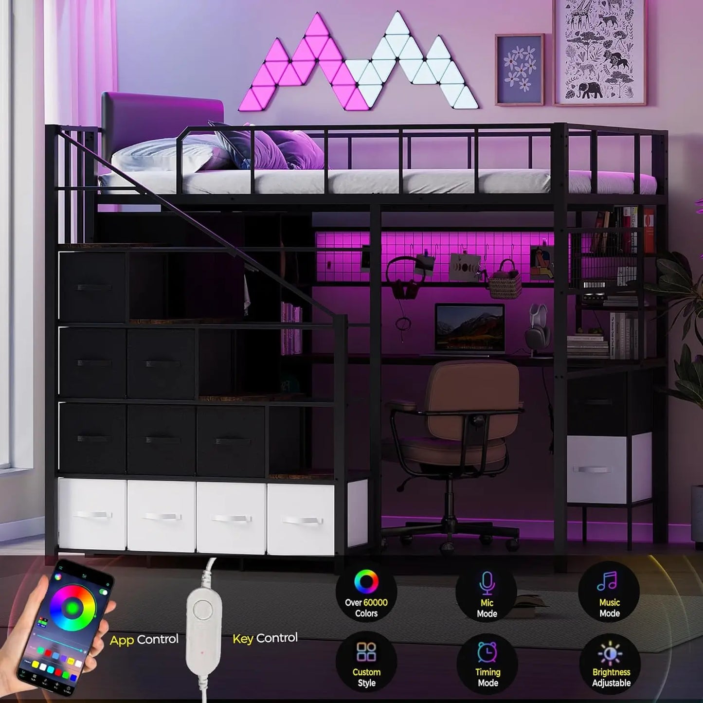 Loft Bed with Desk Stairs