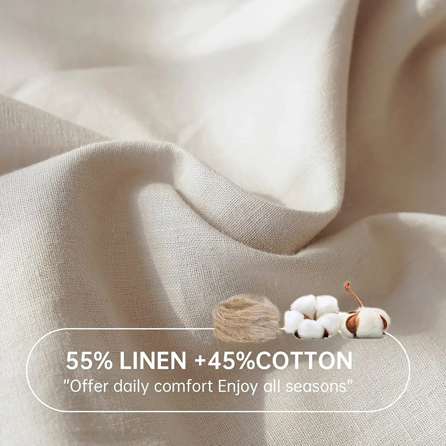 Mattress Cover Natural Flax Cotton Soft Bedding