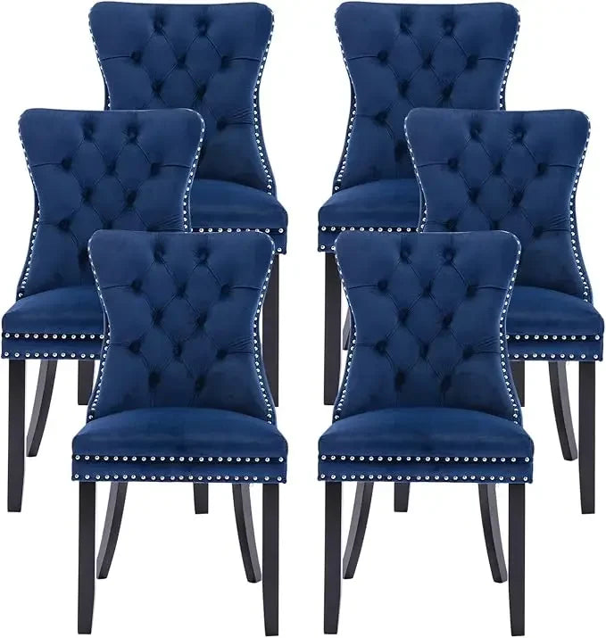 Leather Upholstered Dining Chair with Nailhead Trim and Solid Wood Legs