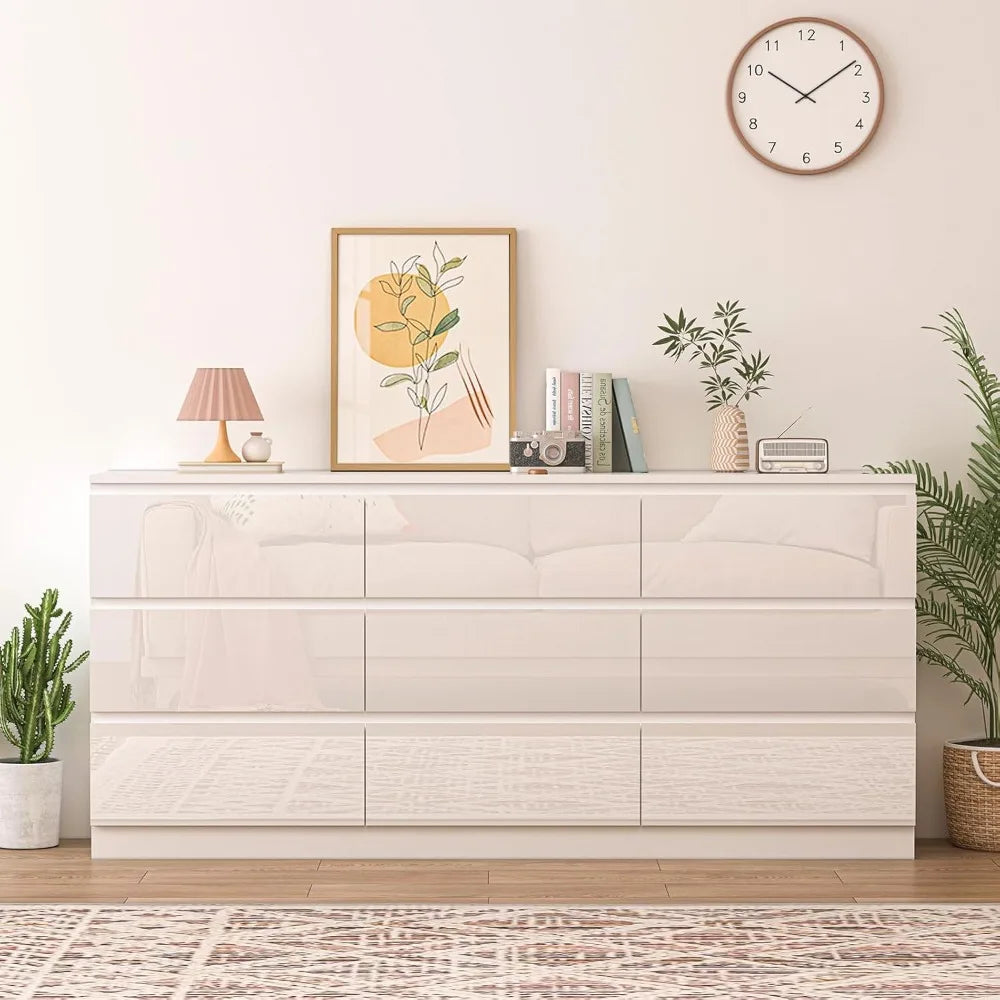 Large Modern High Gloss Dresser with Power Outlets
