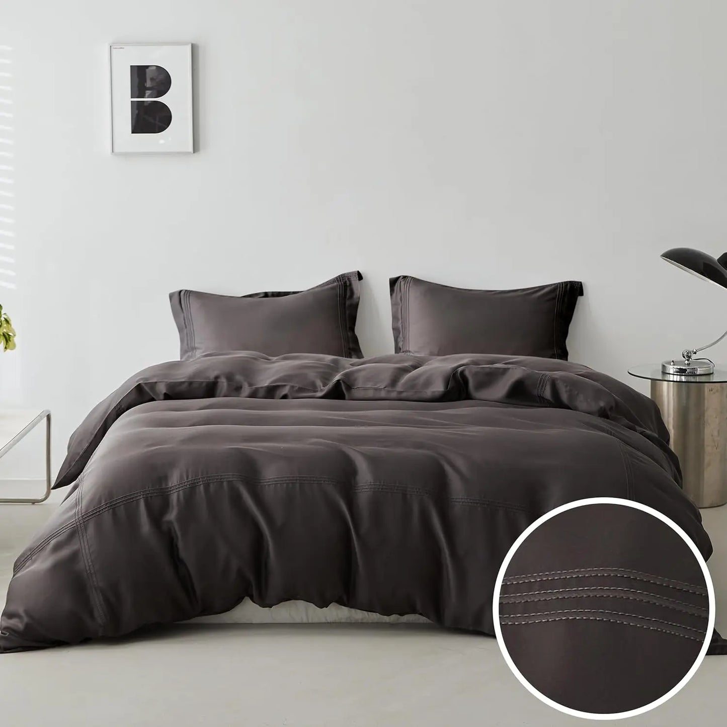 Simple&Opulence 100% Eucalyptus Lyocell Tencel Duvet Cover Set Cooling Breathable Duvet Cover Soft Silky, Luxury Bedding Set