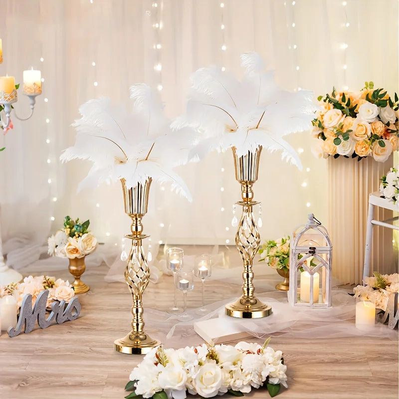Gold Tall Vase with Crystal Chandelier