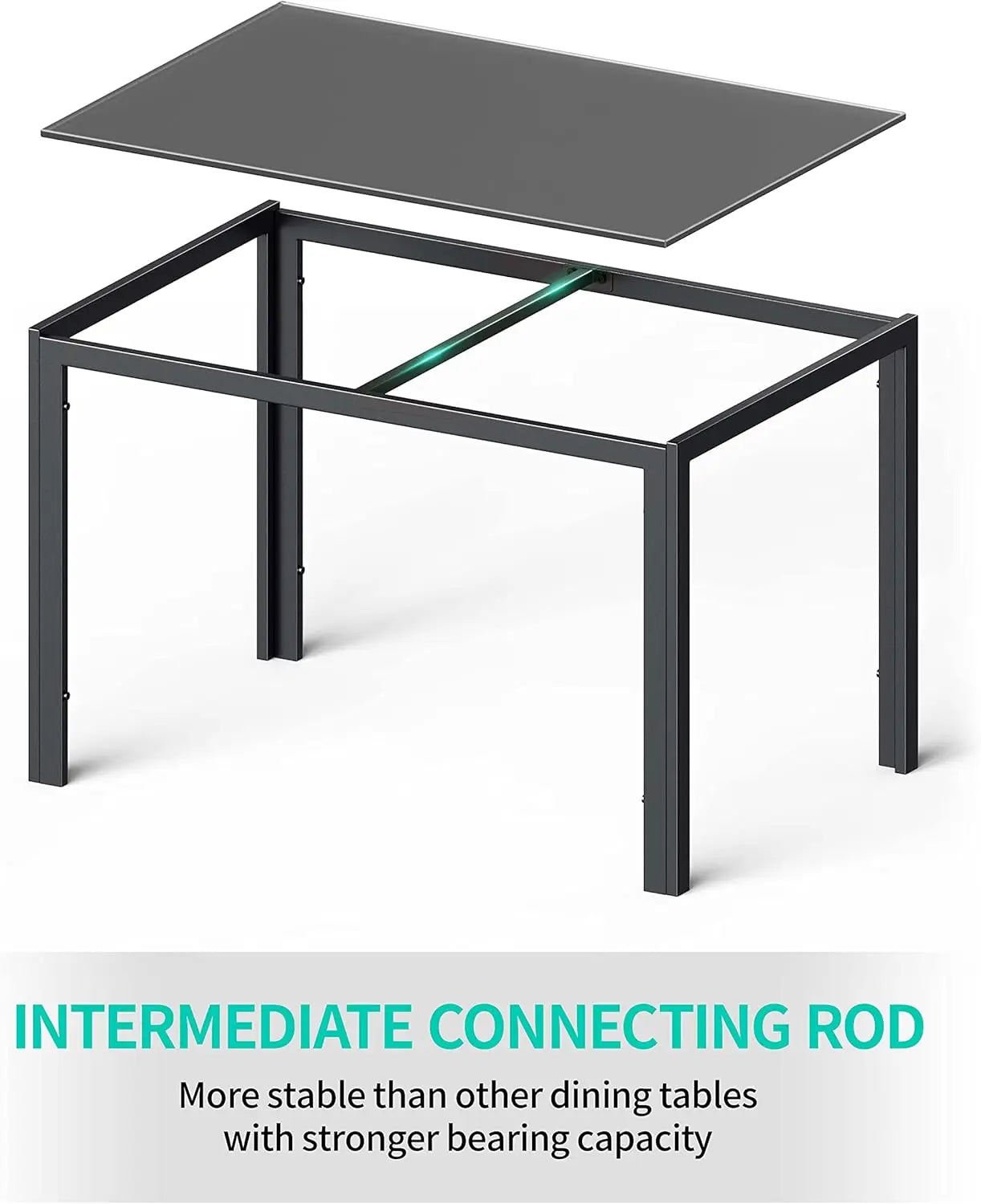 5 Piece Glass Dining Table Set and Chairs for 4