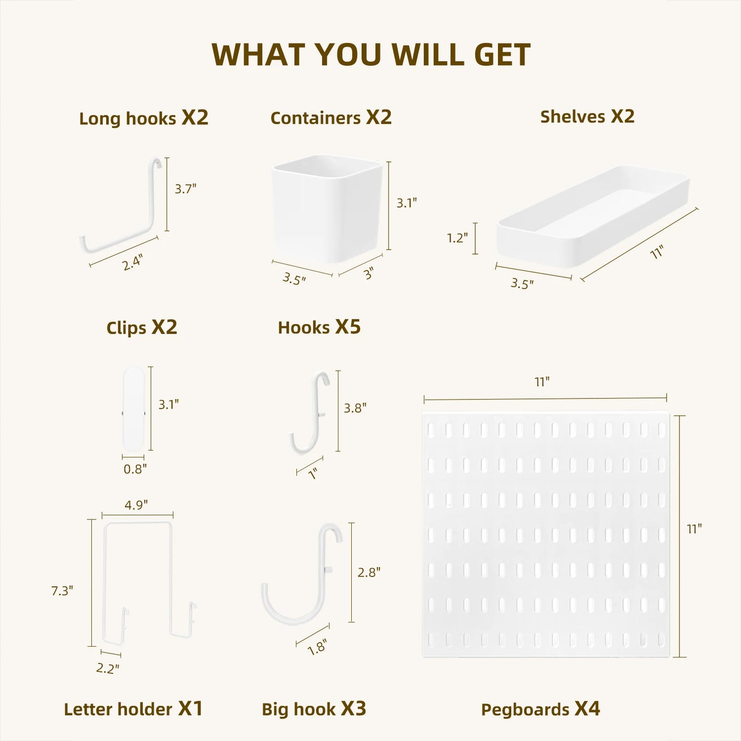 White Pegboard Combination Kit - Wall Organizer