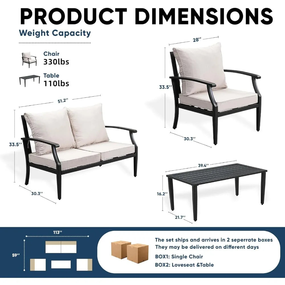 Outdoor Patio Furniture Set with High Backrest
