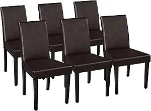 Dining Chairs Set of Faux Leather and Rubberwood Legs and Padded Seat