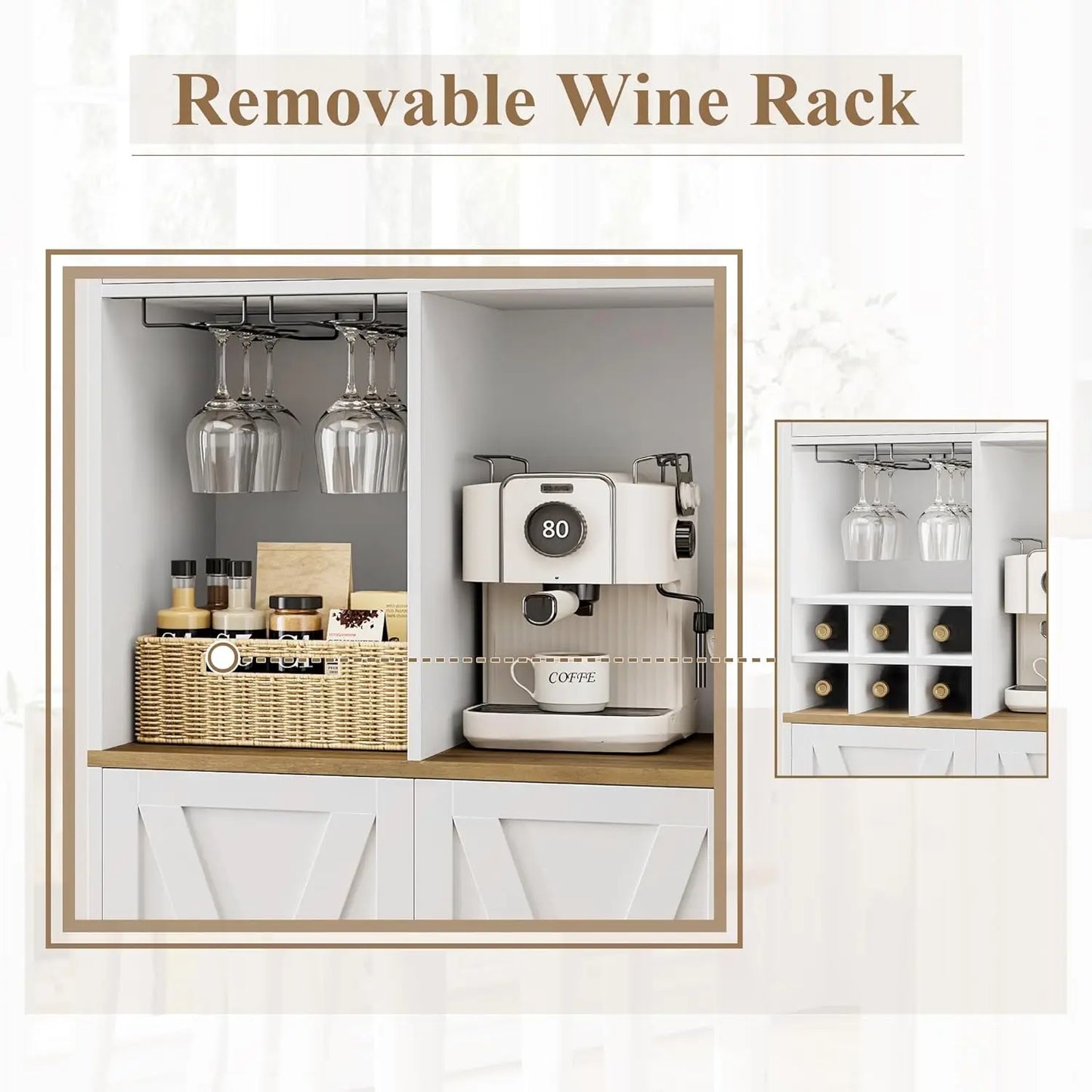 Food Pantry Cabinet with Microwave Stand