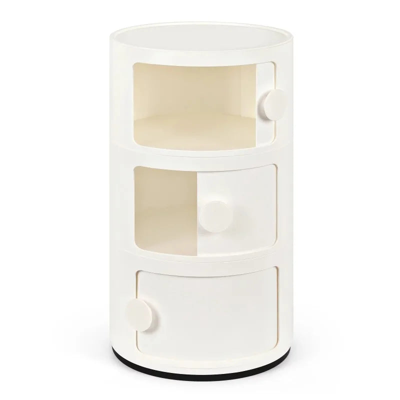 Round Bedside Nightstand Storage Unit