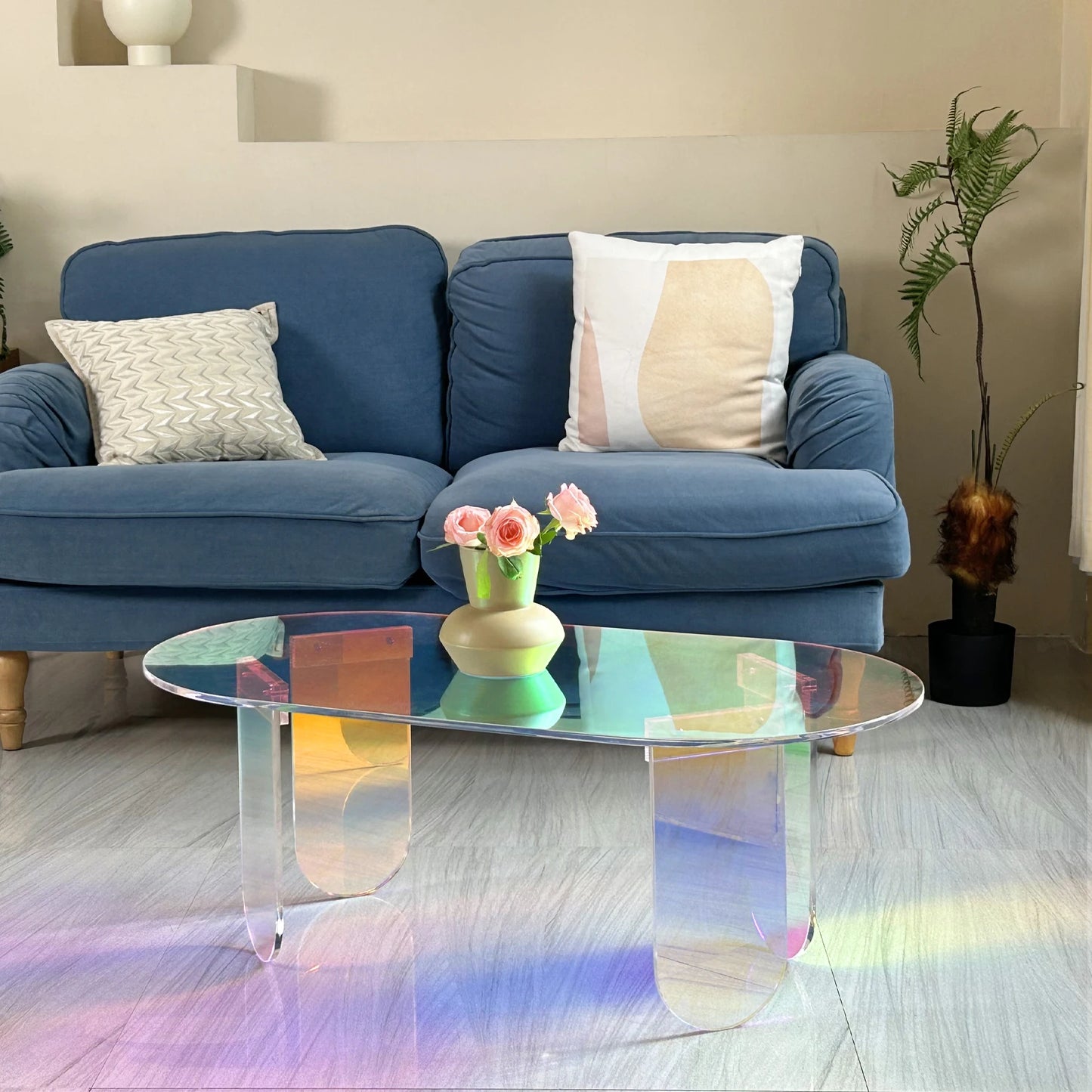 Iridescent Acrylic Oval Center Table