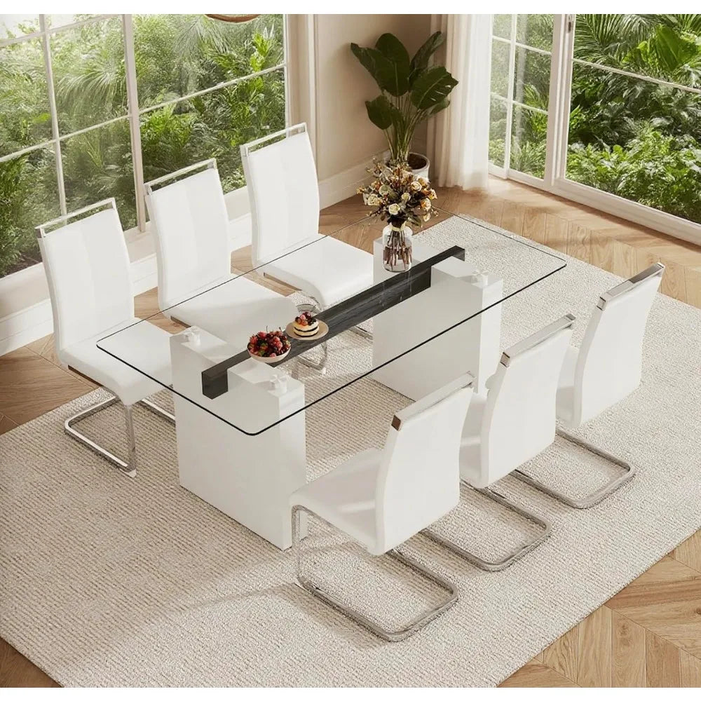 Dining Table Set with Tempered Glass Top