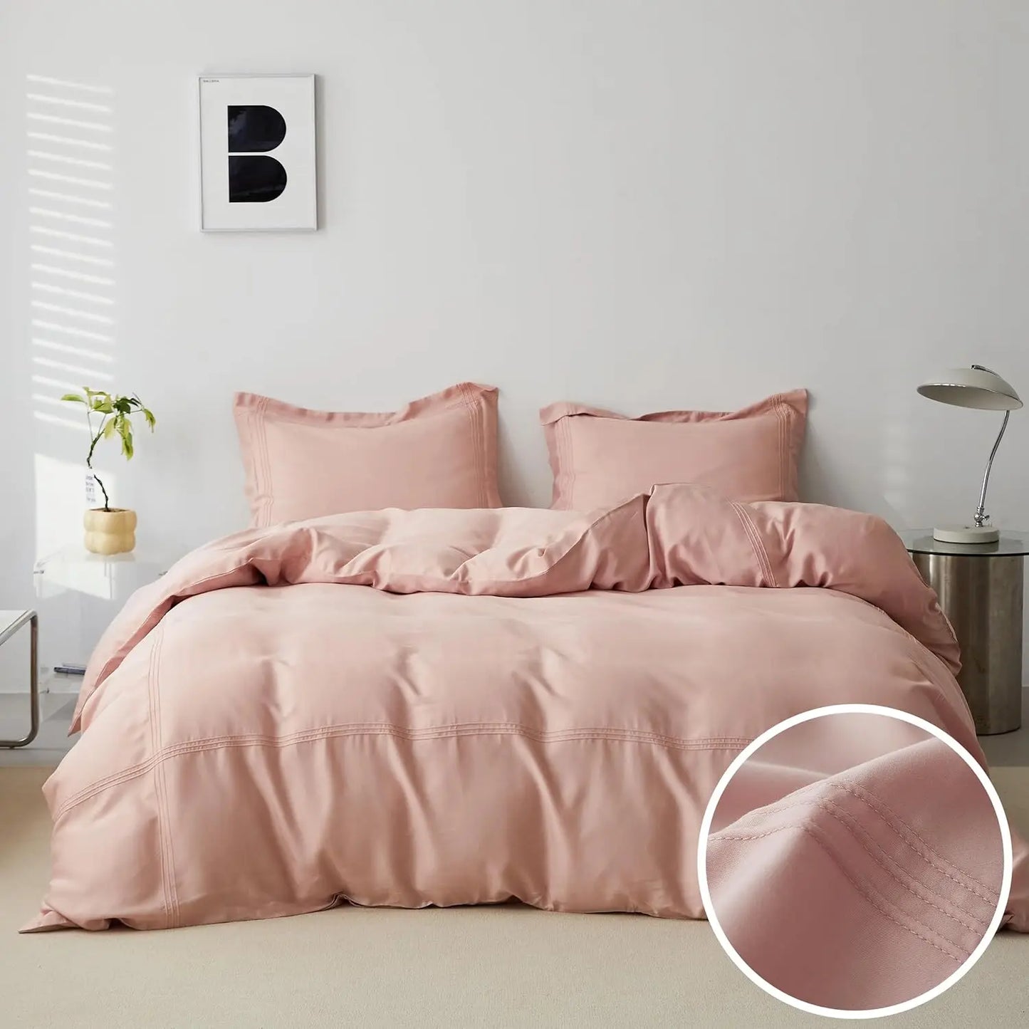 Simple&Opulence 100% Eucalyptus Lyocell Tencel Duvet Cover Set Cooling Breathable Duvet Cover Soft Silky, Luxury Bedding Set