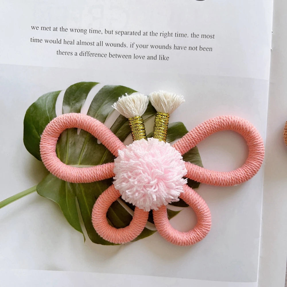 Girls Bedroom Decorations Pink Macrame Butterfly Sunflower Handmade Woven Sunflower