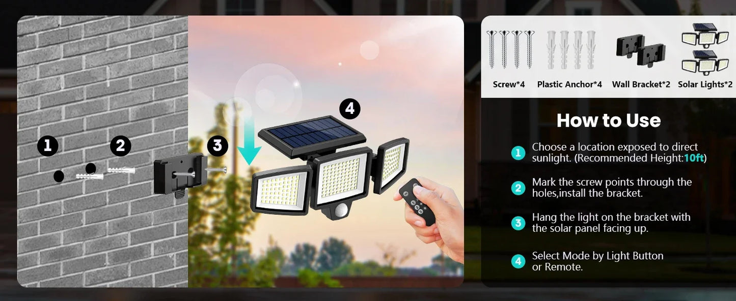 Outdoor Solar LED Lights with Sensors