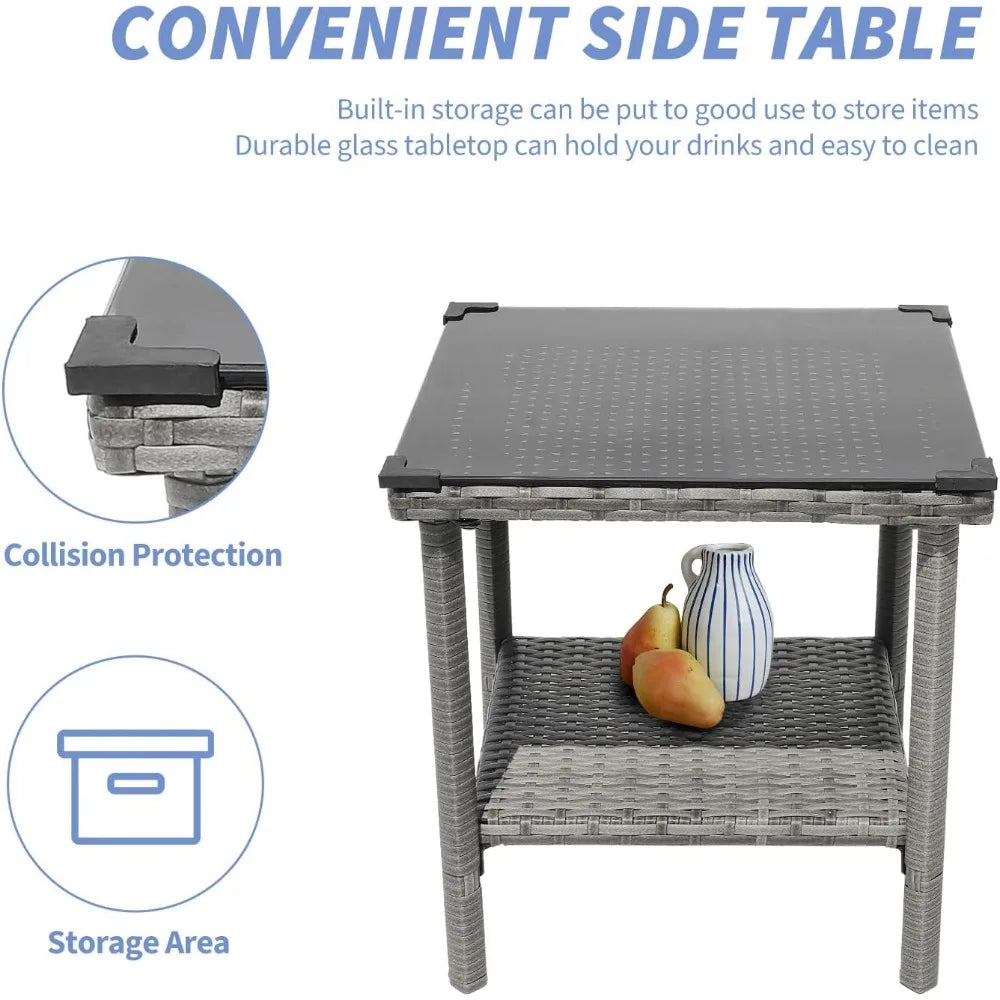 Outdoor Patio Furniture Set with Table & Ottoman