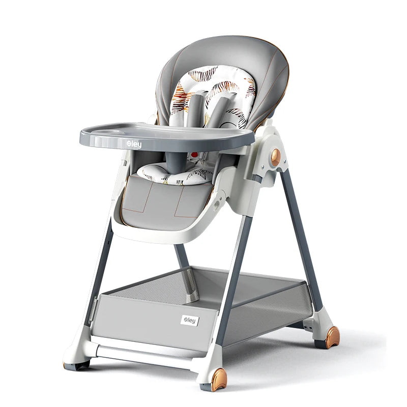 Adjustable Height Baby High Chair with Removable Seat and Tray