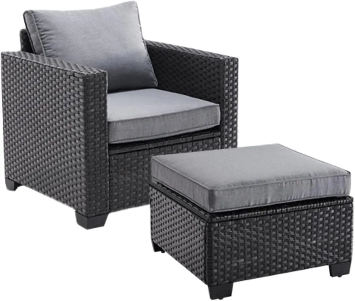 Patio Sectional Sofa Set with Ottoman, Water/Oil/Stain-Resistant Fabric