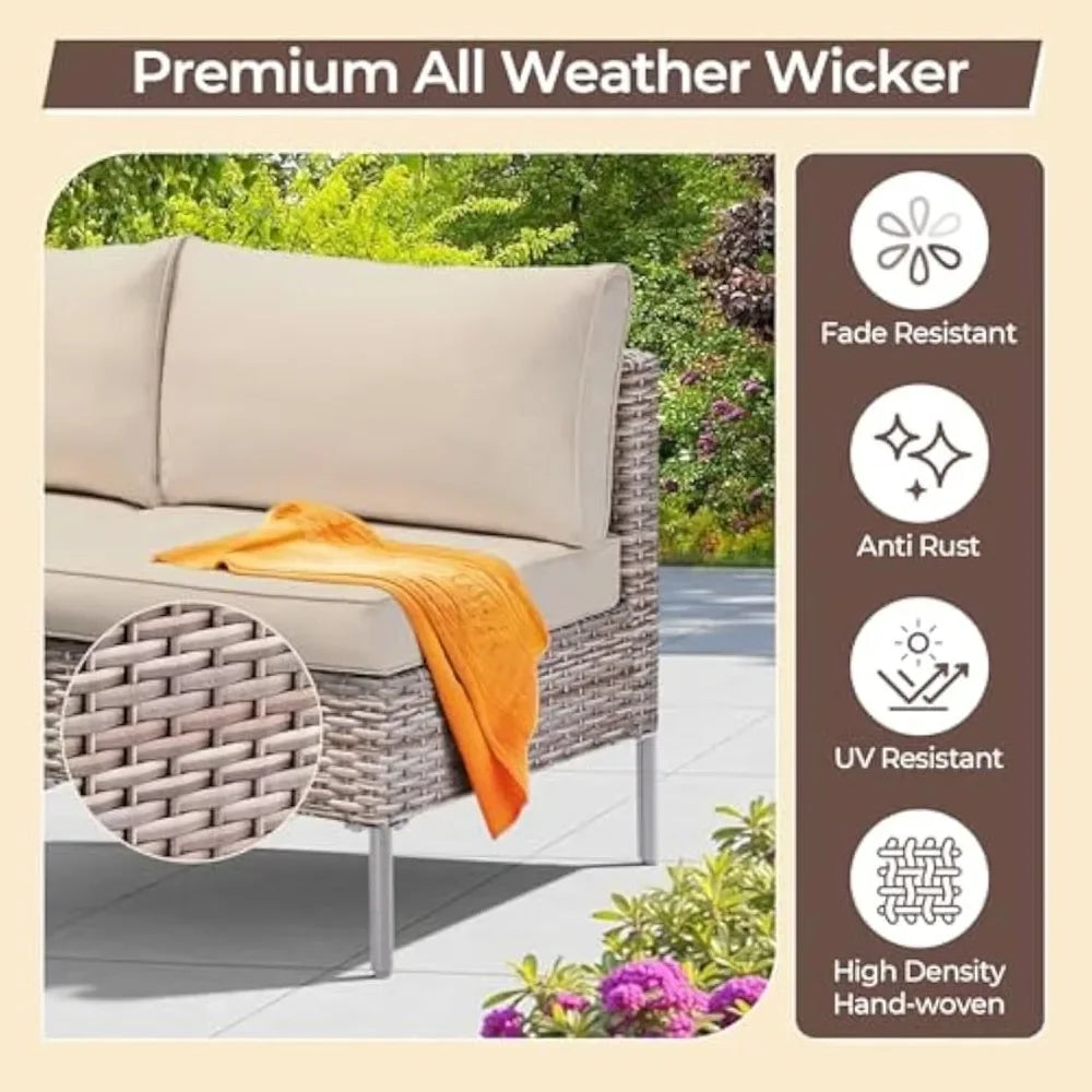Outdoor Patio Furniture Set with Thick Water-Resistant Cushions & Coffee Table