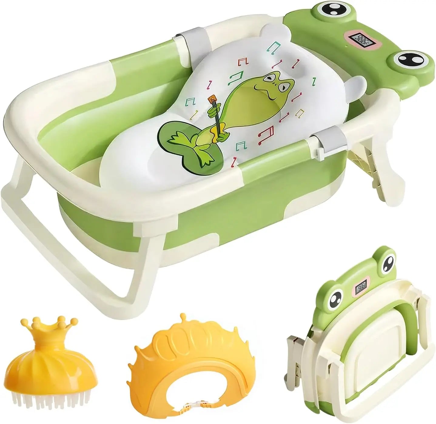 Baby Bathtub Foldable Baby Bathtub with Thermometer and Floating Cushion