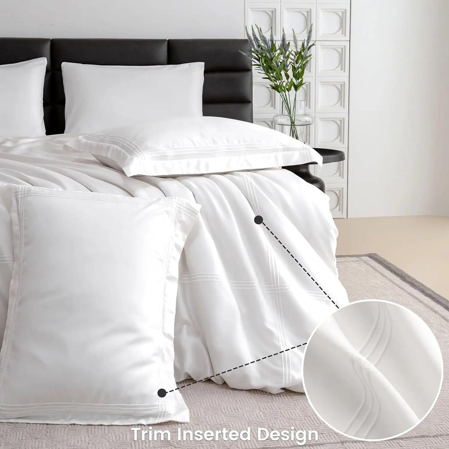 Simple&Opulence 100% Eucalyptus Lyocell Tencel Duvet Cover Set Cooling Breathable Duvet Cover Soft Silky, Luxury Bedding Set