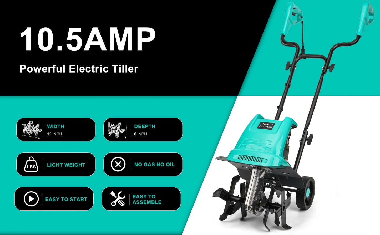 Garden Electric Rototiller Cultivator for the Yard