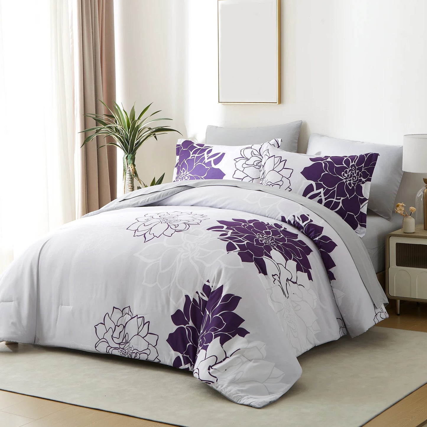 Reversible Botanical Flowers Comforter Set