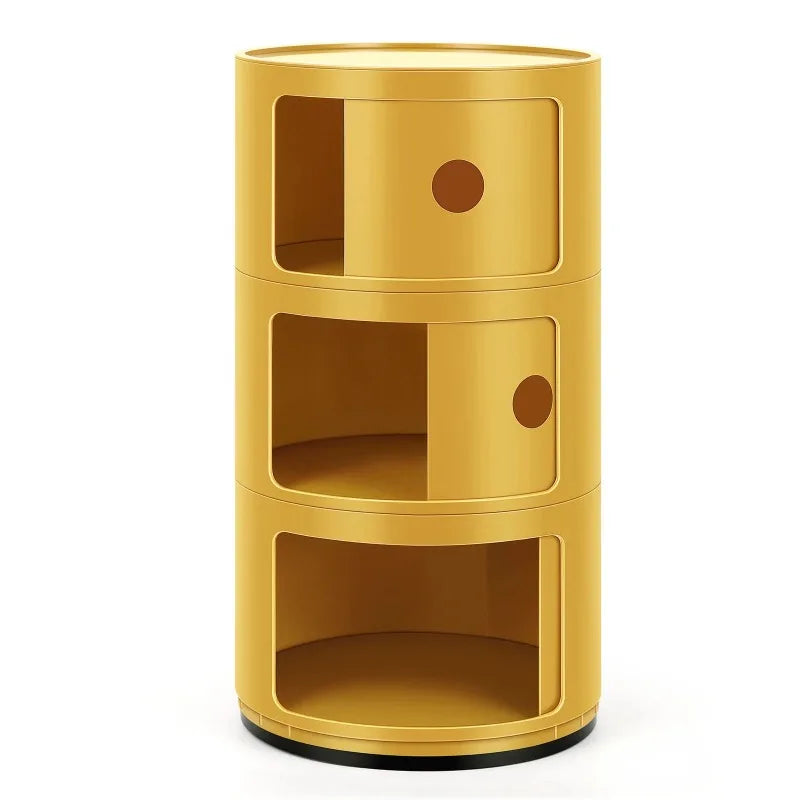 Round Bedside Nightstand Storage Unit