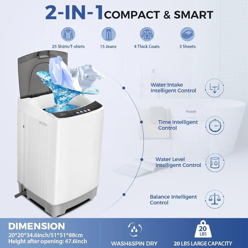 Portable Washing Machine and Dryer Combo with Drain Pump