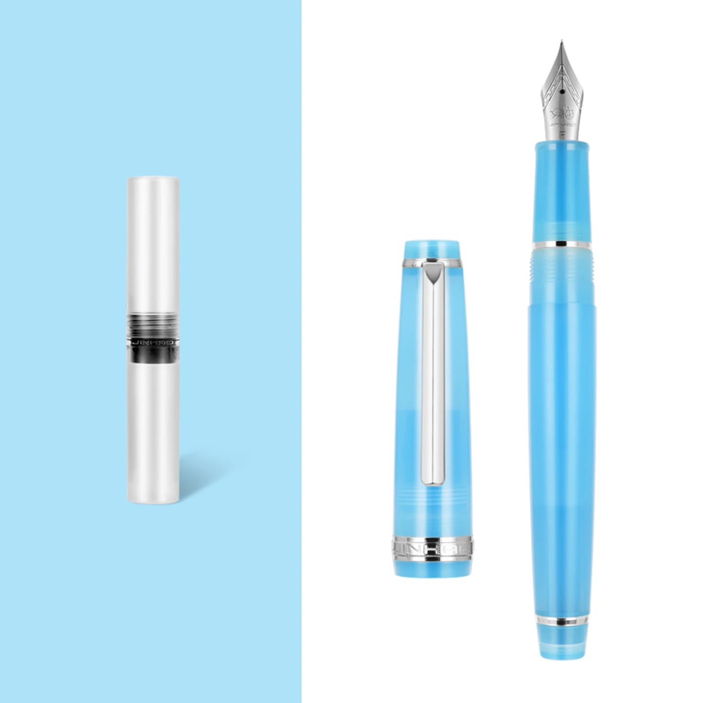 Fountain Pen Silver clip Acrylic Barrel Fine Nib