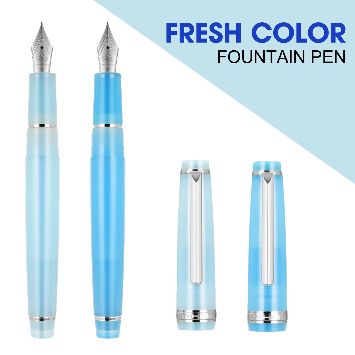 Fountain Pen Silver clip Acrylic Barrel Fine Nib