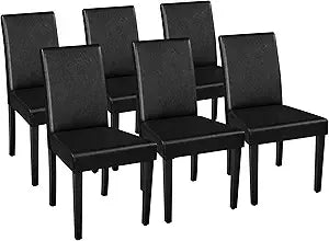 Dining Chairs Set of Faux Leather and Rubberwood Legs and Padded Seat
