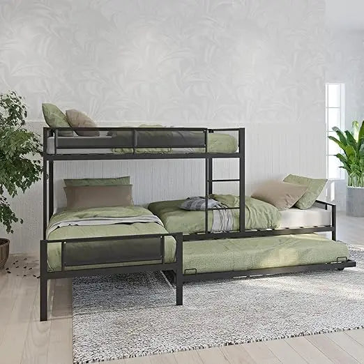 Sturdy Metal Quad Bunk Beds w/Safety Textilene Guard