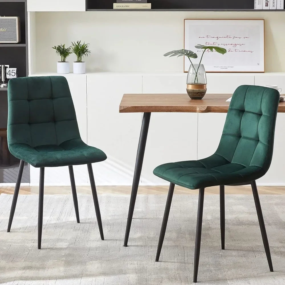 Modern Irregular Rectangle Dining Table Set with Velvet Upholstery Side Chairs