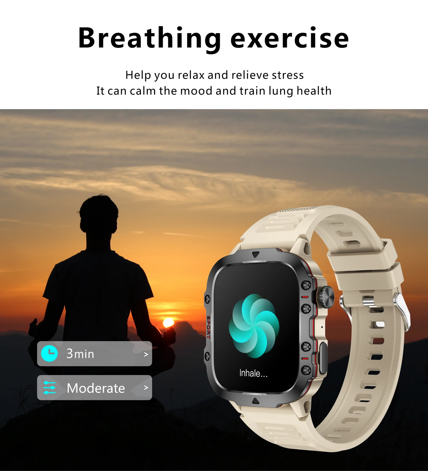 New For Xiaomi Military Smart Watch Outdoor Sports Fitness Tracker