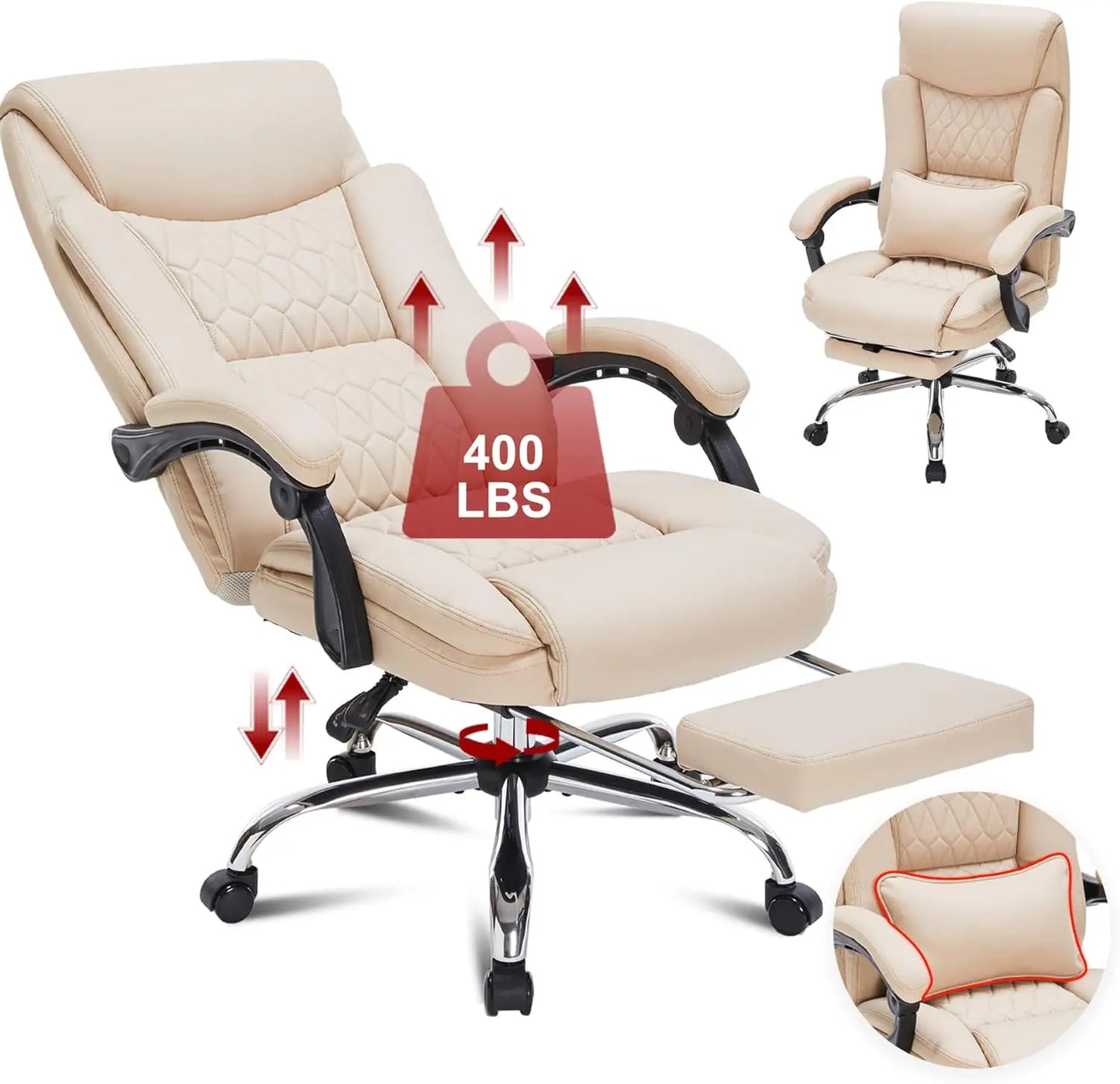 Reclining Executive Office Chair with Foot Rest