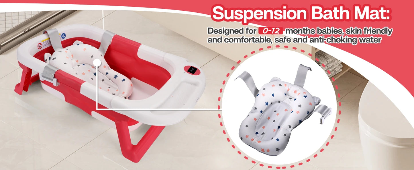 Baby Bath Tub with Soft Cushion & Thermometer