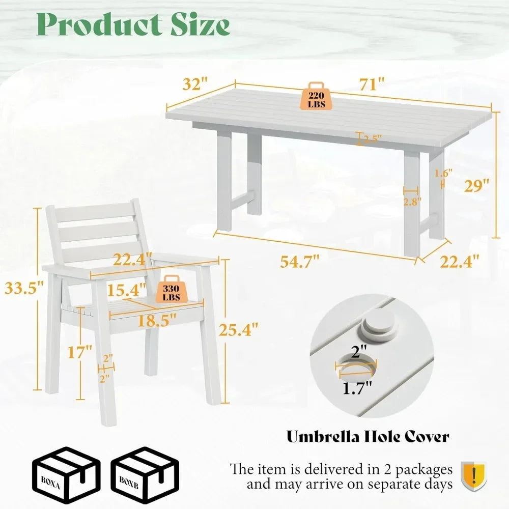 Outdoor Dining Table Set with Umbrella Hole