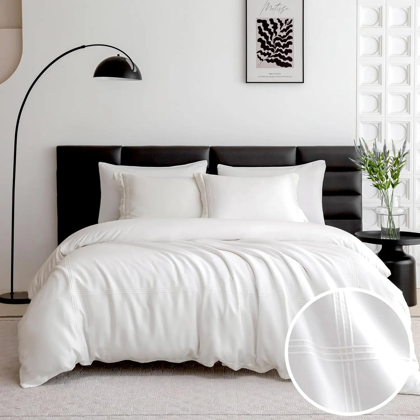 Simple&Opulence 100% Eucalyptus Lyocell Tencel Duvet Cover Set Cooling Breathable Duvet Cover Soft Silky, Luxury Bedding Set