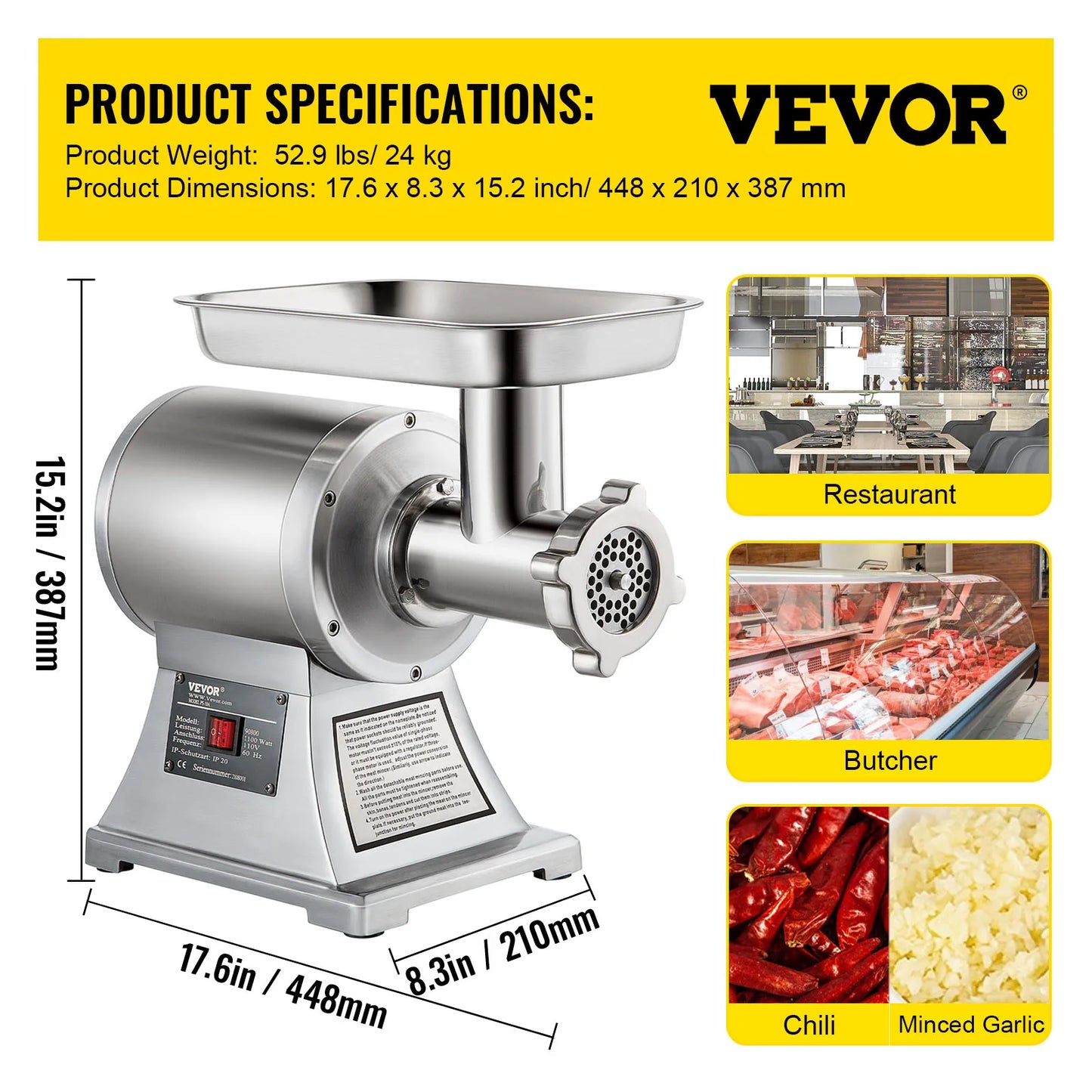 Electric Meat Processor Heavy Duty Commercial Grinder Machine
