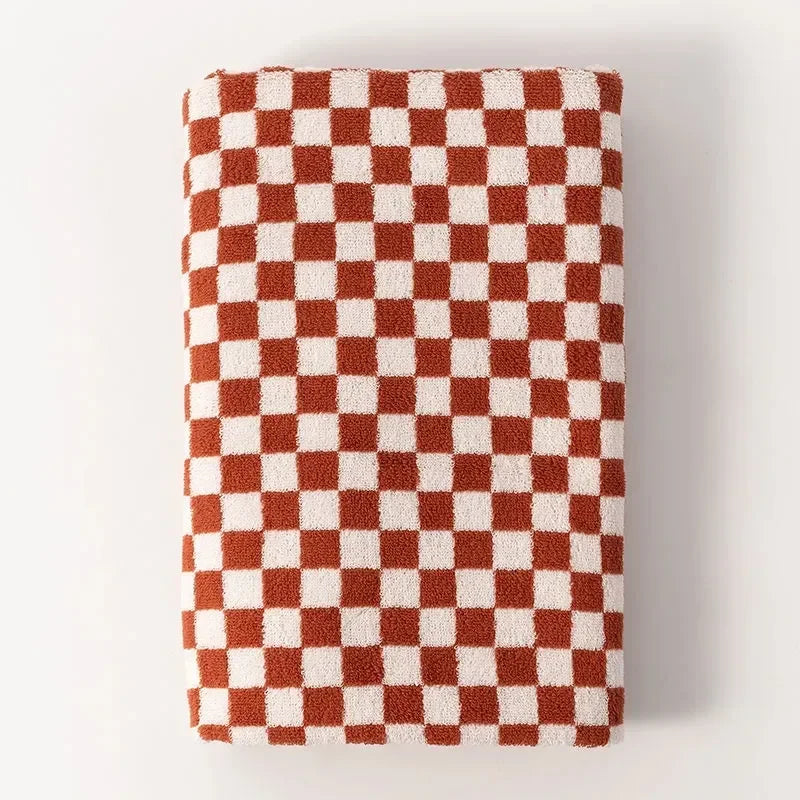 Vintage Plaid Bath Towel Checkerboard