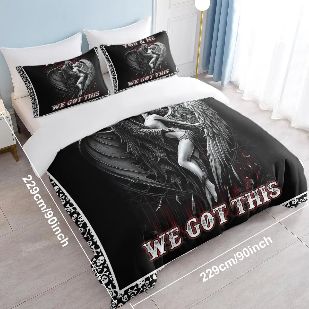 Death and Angel Print Duvet Cover Set