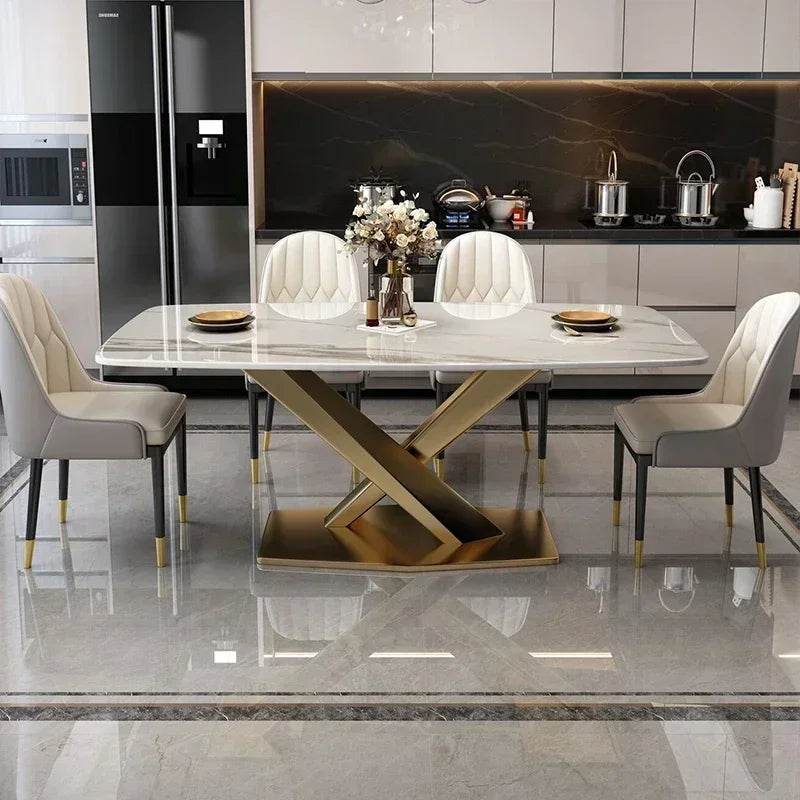 Thick Solid Center Steel Luxury Dining Table