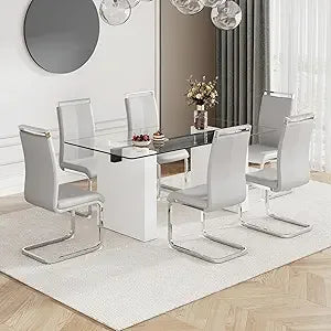 Dining Table Set with Tempered Glass Top