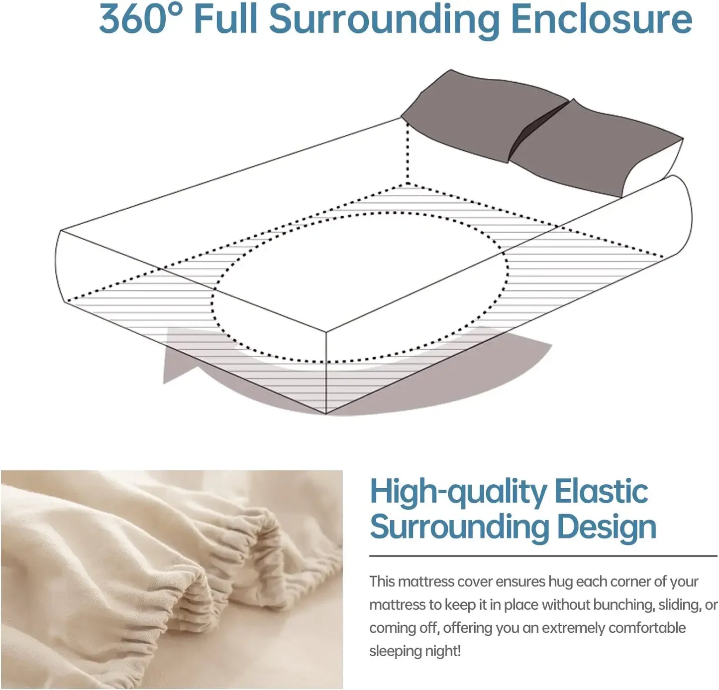 Mattress Cover Natural Flax Cotton Soft Bedding