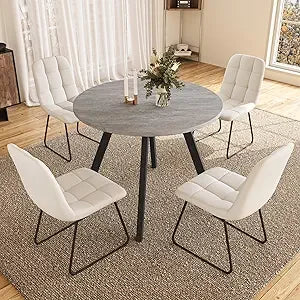 Mid Century Modern Round Dining Table and Chairs for Apartment/Condo