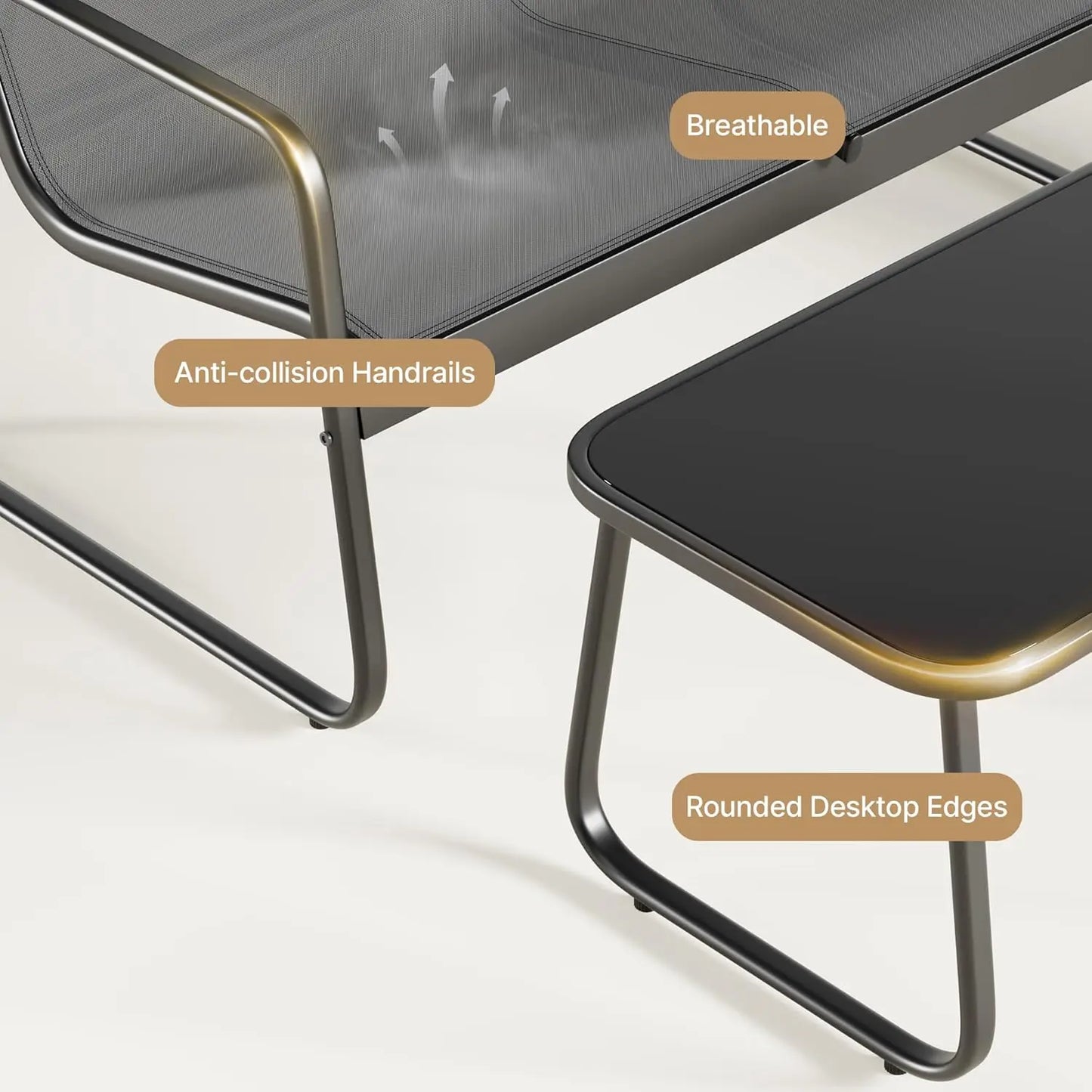 Patio Furniture Set with Glass Coffee Table