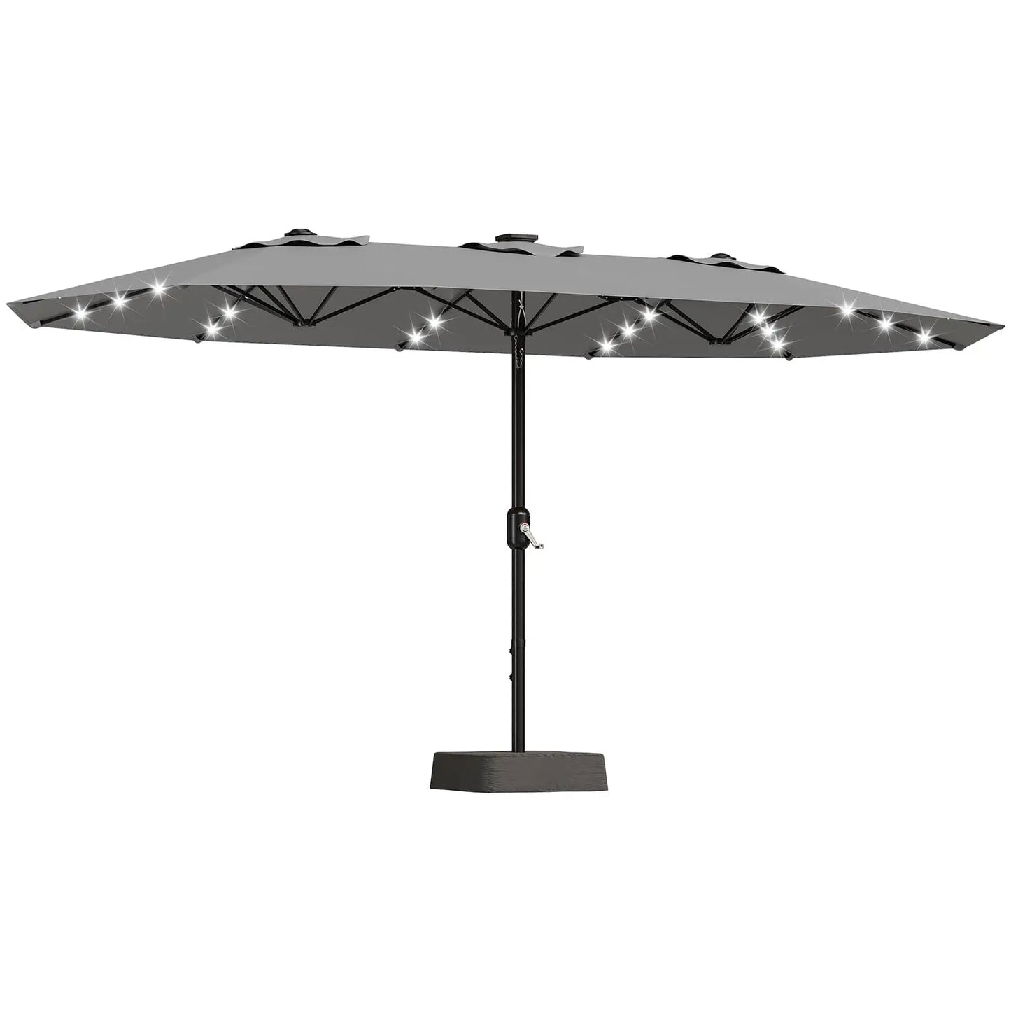 Outdoor Patio Umbrella With Solar LED Lights & Base