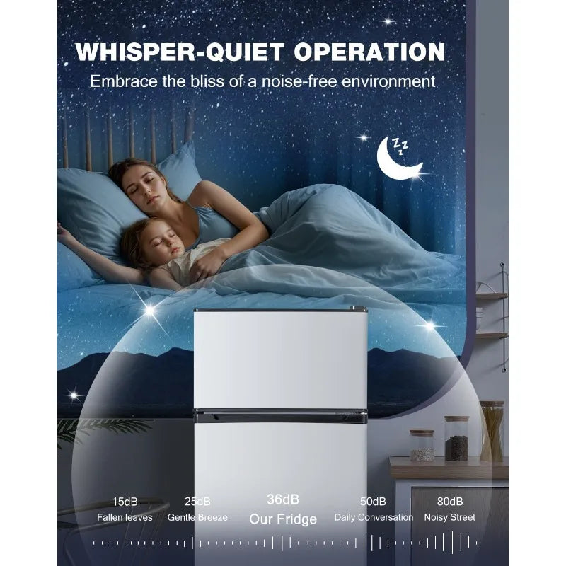 Small Fridge with Freezer with 7 Settings Temperature