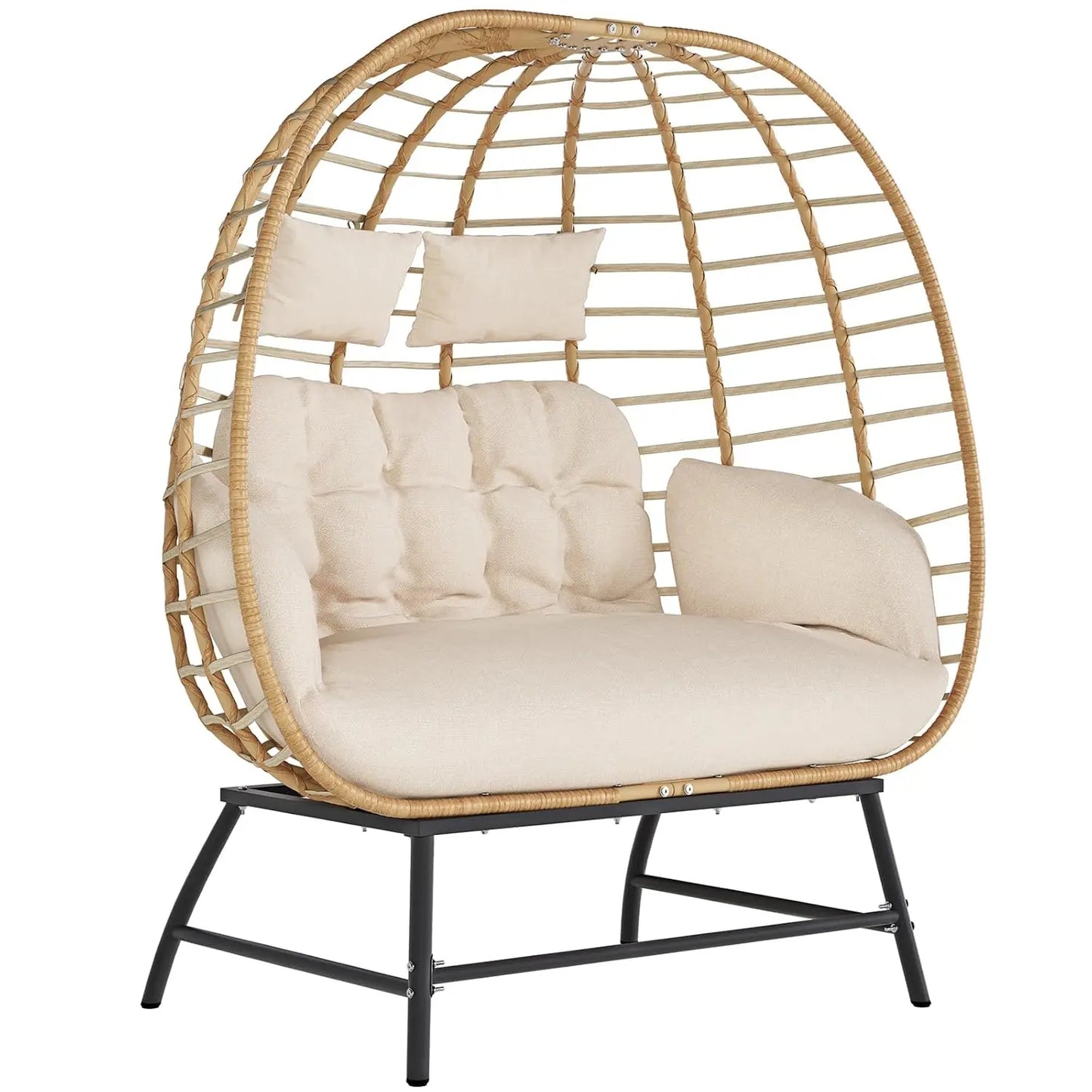 Oversized Patio Wicker Egg Lounge Chair with Cushion