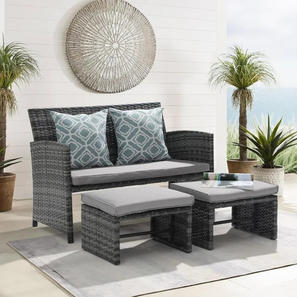 Patio Furniture Set with Ottomans