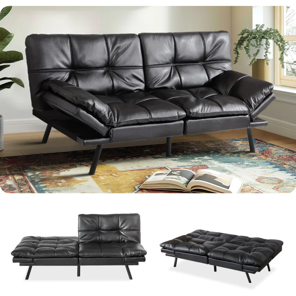 Convertible Memory Foam Sofa Bed with Adjustable Backrest